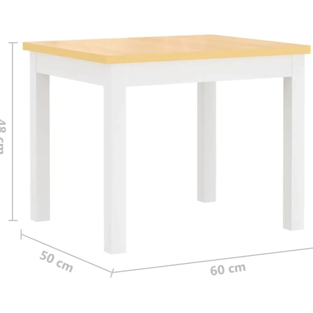 vidaXL Mesa y silla infantil 3 pzas MDF Blanco y beige Hot