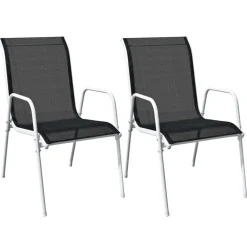 vidaXL Muebles De Jardín-Mesa y sillas bistró de jardín 3 piezas acero negro