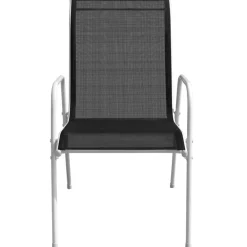 vidaXL Muebles De Jardín-Mesa y sillas bistró de jardín 3 piezas acero negro