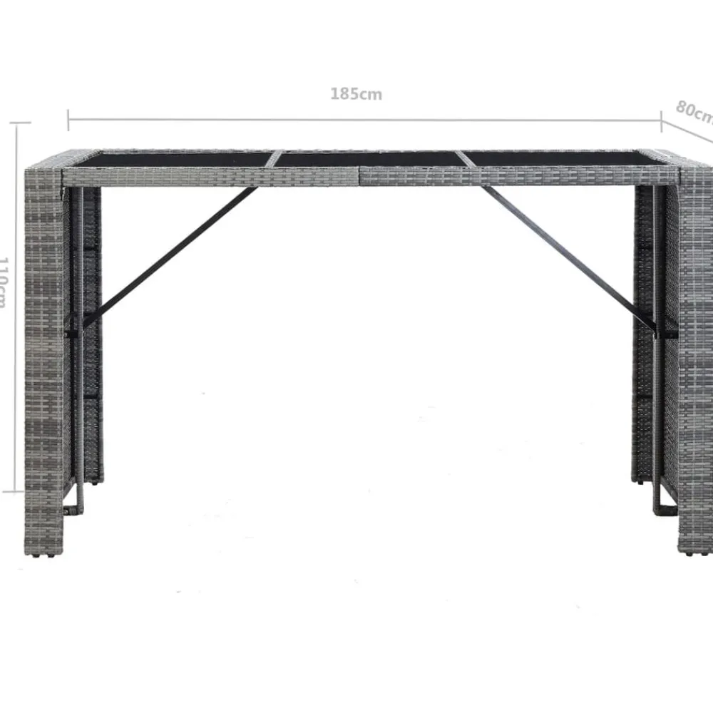 vidaXL Mesa y sillas de bar jardín 7 pzas cojines ratán sintético Gris Clearance