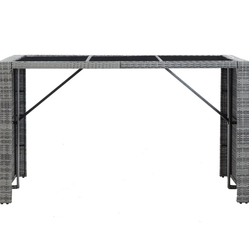 vidaXL Mesa y sillas de bar jardín 7 pzas cojines ratán sintético Gris Clearance