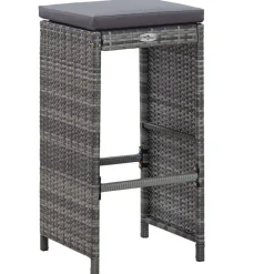 vidaXL Mesa y sillas de bar jardín 7 pzas cojines ratán sintético Gris Clearance
