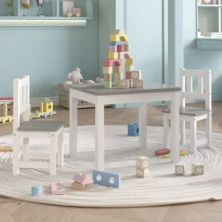 Niños vidaXL Mobiliario Para Bebés Y Niños Pequeños-Mesa y sillas infantiles 3 piezas MDF