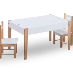 Niños vidaXL Mobiliario Para Bebés Y Niños Pequeños-Mesa y sillas infantiles 3 pzas con pizarra negro y blanco