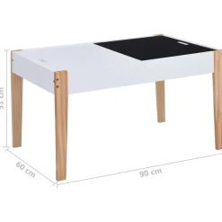 Niños vidaXL Mobiliario Para Bebés Y Niños Pequeños-Mesa y sillas infantiles 3 pzas con pizarra negro y blanco