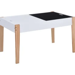 Niños vidaXL Mobiliario Para Bebés Y Niños Pequeños-Mesa y sillas infantiles 3 pzas con pizarra negro y blanco
