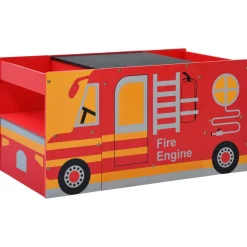 vidaXL Mesa y sillas infantiles 3 pzas madera forma de camión bomberos Clearance