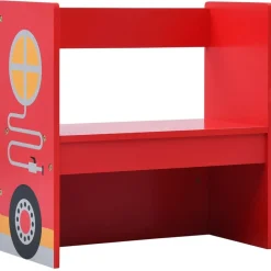 vidaXL Mesa y sillas infantiles 3 pzas madera forma de camión bomberos Clearance