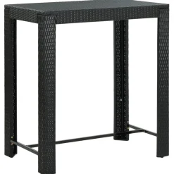 vidaXL Mesa y taburetes altos jardín 5 pzas y cojines ratán PE Negro Discount