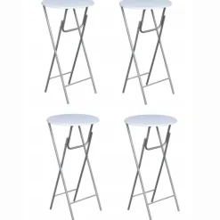 vidaXL Mesas altas plegables 4 unidades MDF blancas Blanco New