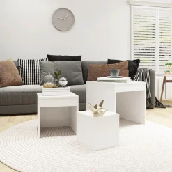 vidaXL Mesas-Mesas apilables 3 piezas madera contrachapada