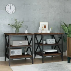 vidaXL Mesas auxiliares 2 uds madera color marrón roble 40x42x50 cm Marr&oacute;n roble Outlet
