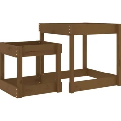 vidaXL Estructuras Para Juegos Al Aire Libre-Mesas de arena 2 uds madera maciza de pino marrón miel