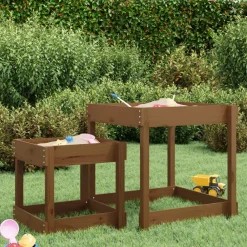 vidaXL Estructuras Para Juegos Al Aire Libre-Mesas de arena 2 uds madera maciza de pino marrón miel
