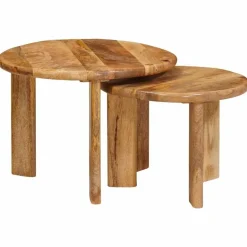 vidaXL Mesas de Café Nido 2 pcs Marrón Madera de mango maciza Online