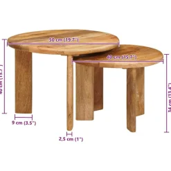 vidaXL Mesas de Café Nido 2 pcs Marrón Madera de mango maciza Online