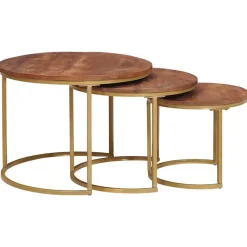 vidaXL Mesas-Mesas de Café Nido 3 pcs Madera maciza de mango y acero