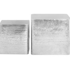 vidaXL Mesas-Mesas de centro 2 unidades aluminio plateado