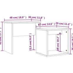 vidaXL Mesas-Mesas de centro apilables 2 pzas madera ingeniería roble marrón