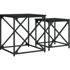 vidaXL Mesas de centro apilables 2 piezas madera de ingeniería Negro Hot