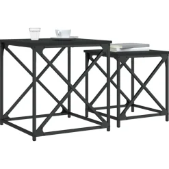 vidaXL Mesas de centro apilables 2 piezas madera de ingeniería Negro Hot