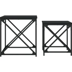 vidaXL Mesas de centro apilables 2 piezas madera de ingeniería Negro Hot