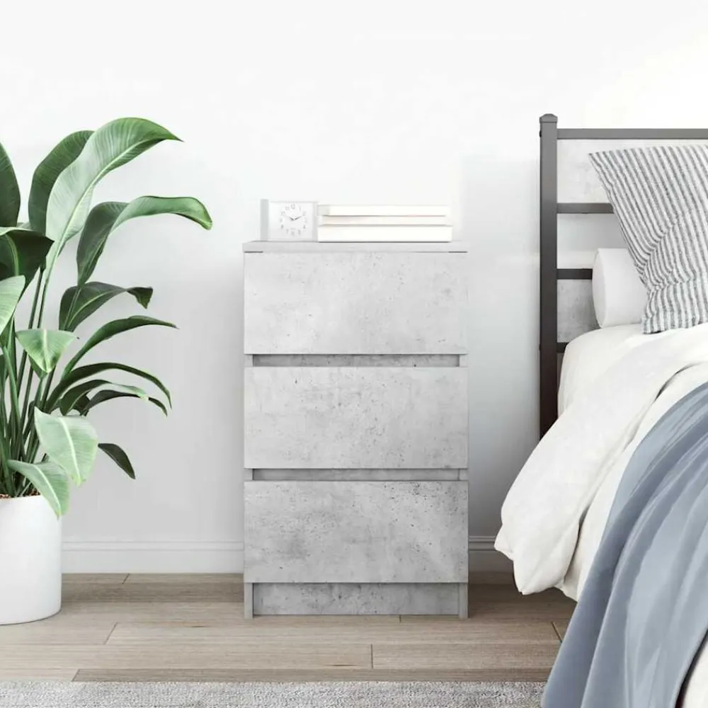 vidaXL Mesilla de noche con 3 cajones gris hormigón 39x35x65 cm Gris hormigón Hot