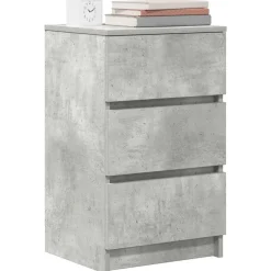 vidaXL Mesilla de noche con 3 cajones gris hormigón 39x35x65 cm Gris hormigón Hot