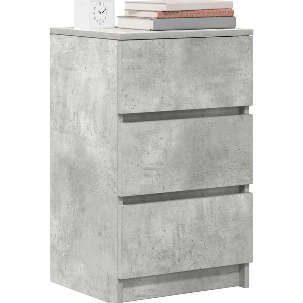 vidaXL Mesilla de noche con 3 cajones gris hormigón 39x35x65 cm Gris hormigón Hot