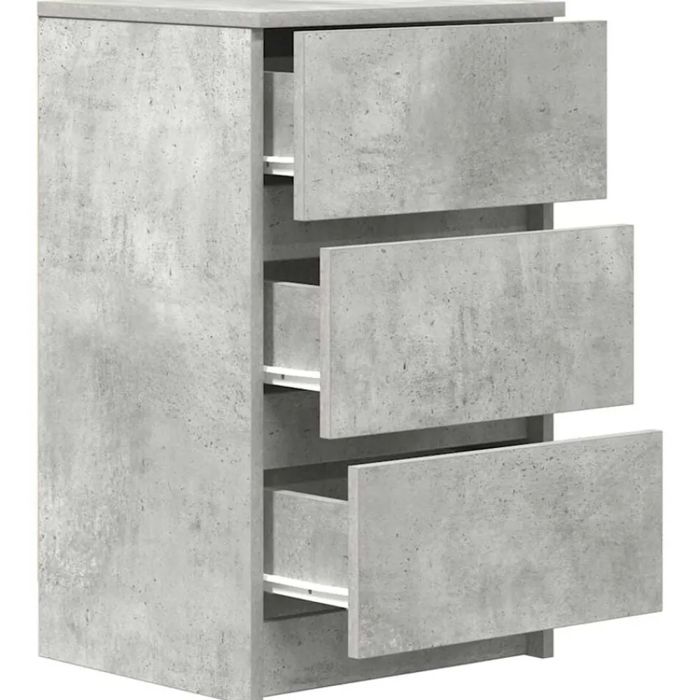 vidaXL Mesilla de noche con 3 cajones gris hormigón 39x35x65 cm Gris hormigón Hot