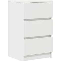 vidaXL Mesilla de noche con 3 cajones blanca 39x35x65 cm Blanco Outlet