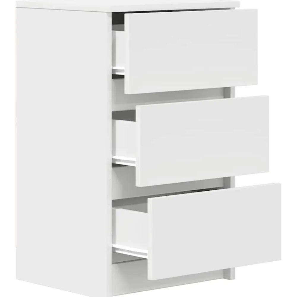 vidaXL Mesilla de noche con 3 cajones blanca 39x35x65 cm Blanco Outlet