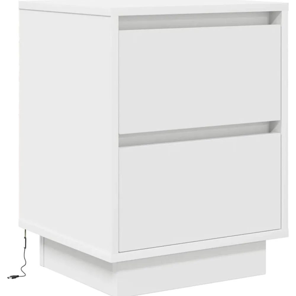 vidaXL Mesilla de noche con luces LED blanca 38x34x50 cm Blanco Sale