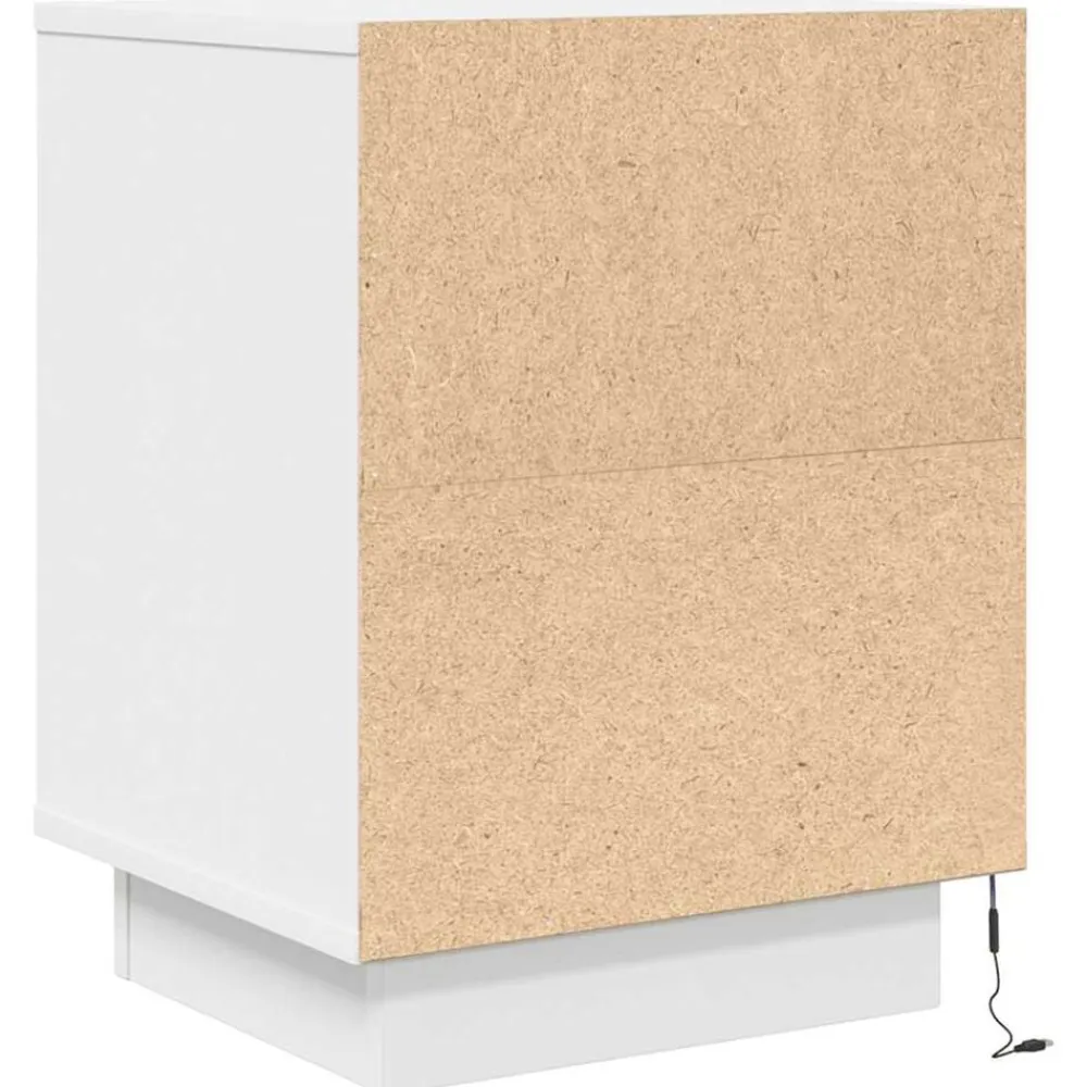 vidaXL Mesilla de noche con luces LED blanca 38x34x50 cm Blanco Sale