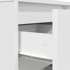 vidaXL Mesilla de noche con luces LED blanca 38x34x50 cm Blanco Sale