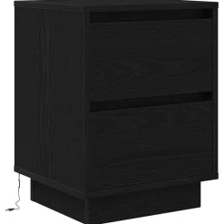 vidaXL Mesilla de noche con luces LED negra 38x34x50 cm Negro Outlet