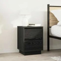 vidaXL Mesilla de noche con luces LED negra 38x34x50 cm Negro Outlet