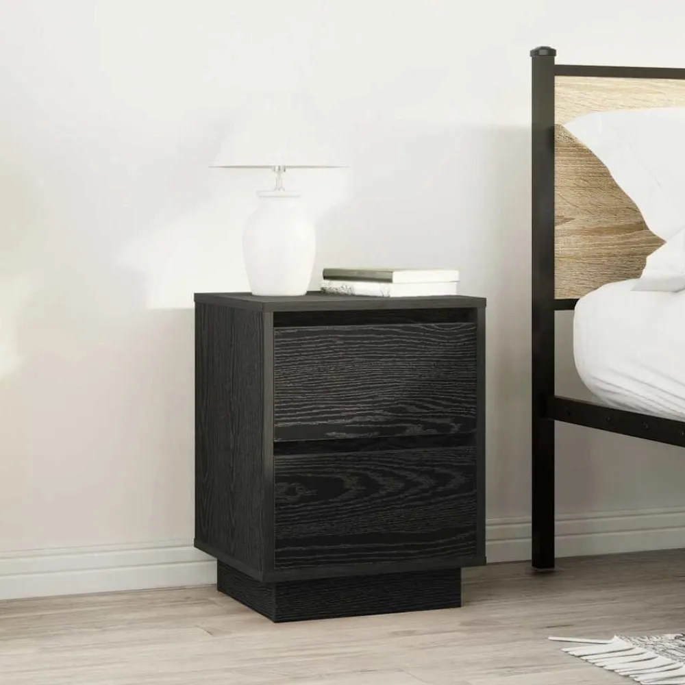 vidaXL Mesilla de noche con luces LED negra 38x34x50 cm Negro Outlet