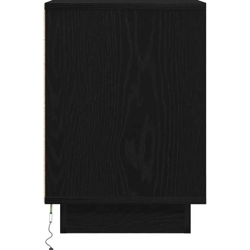 vidaXL Mesilla de noche con luces LED negra 38x34x50 cm Negro Outlet