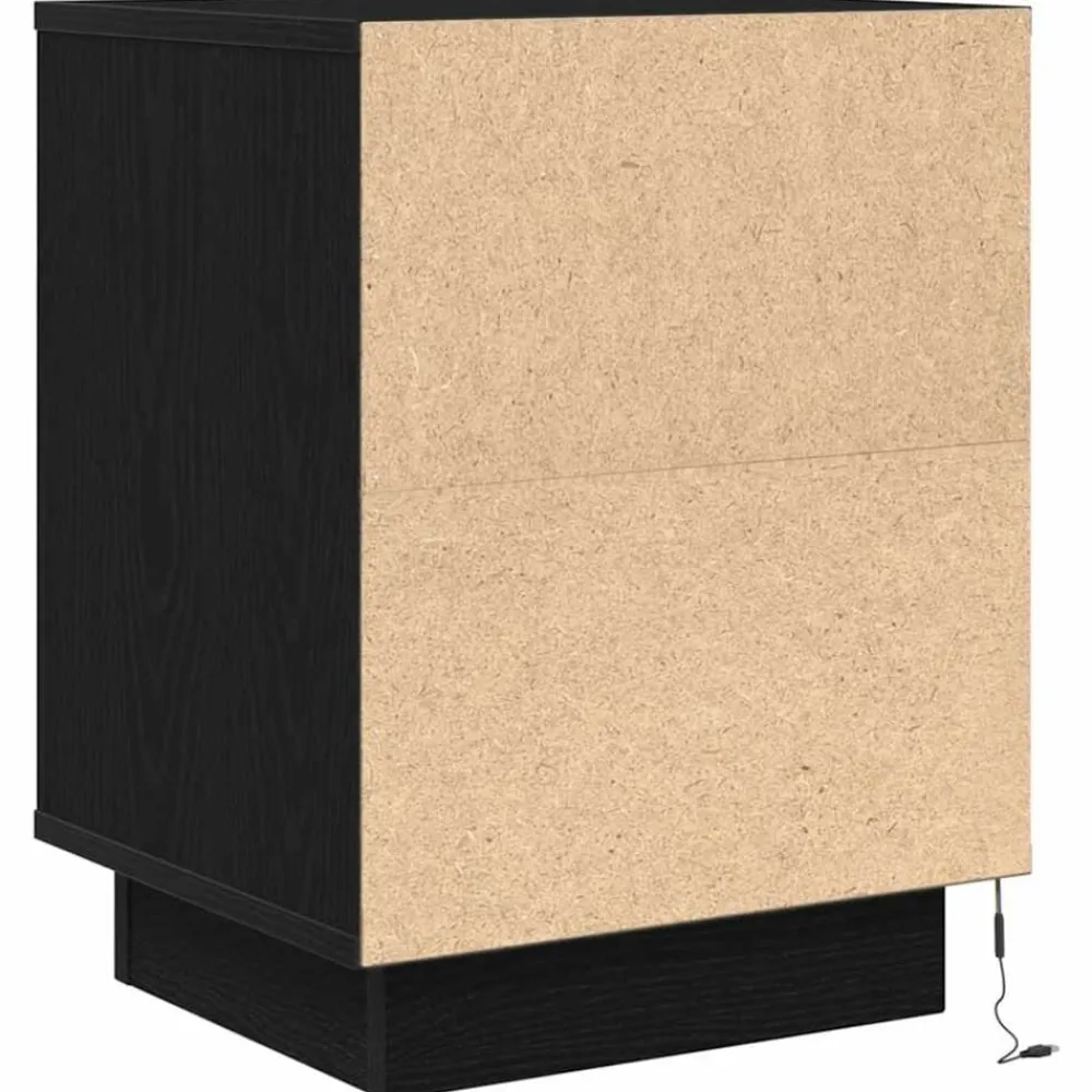 vidaXL Mesilla de noche con luces LED negra 38x34x50 cm Negro Outlet