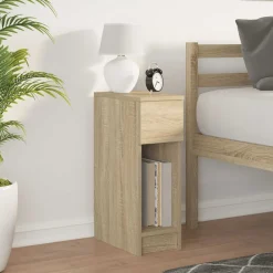 vidaXL Mesilla de noche con cajón 20x36x60 cm Roble Sonoma New