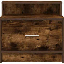 vidaXL Mesilla de noche con cajón 51x31x47 cm Roble ahumado Online