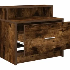 vidaXL Mesilla de noche con cajón 51x31x47 cm Roble ahumado Online
