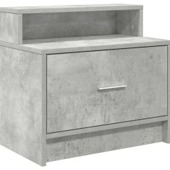 vidaXL Mesas-Mesilla de noche con cajón gris hormigón 51x31x47 cm