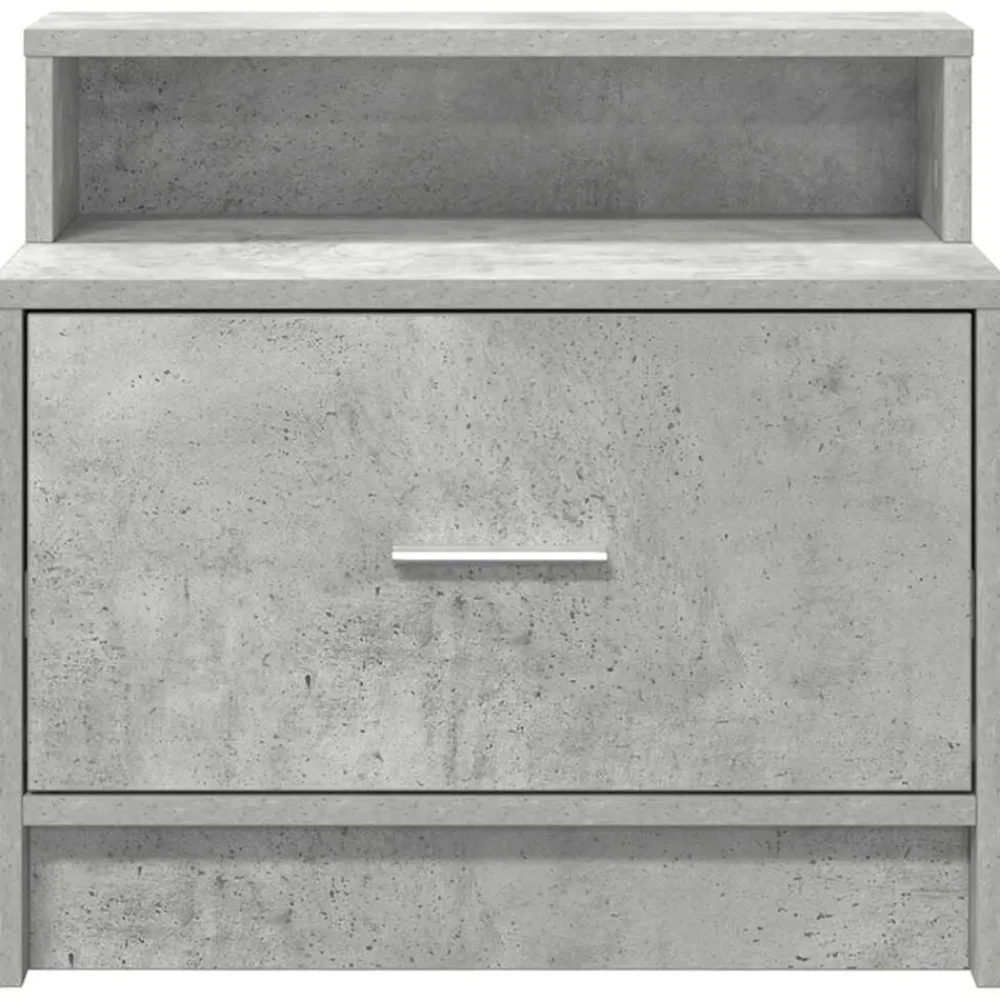 vidaXL Mesas-Mesilla de noche con cajón gris hormigón 51x31x47 cm