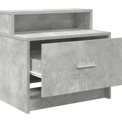 vidaXL Mesas-Mesilla de noche con cajón gris hormigón 51x31x47 cm