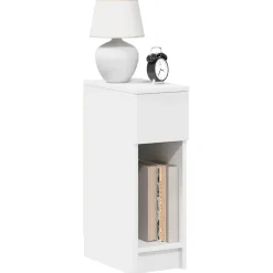 vidaXL Mesilla de noche con cajón blanca 20x36x60 cm Blanco New