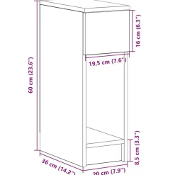 vidaXL Mesilla de noche con cajón blanca 20x36x60 cm Blanco New
