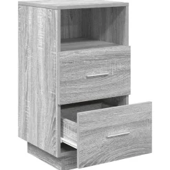 vidaXL Mesilla de noche con 2 cajones 36x36x68 cm Gris sonoma Online