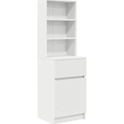 vidaXL Mesilla de noche de madera de ingeniería blanca 39x35x125 cm Blanco Best